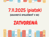Obecná knižnica bude v piatok 7. novembra zatvorená