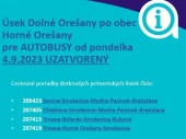 Oznam Arriva: Uzavretie úseku Dolné Orešany po obec Horné Orešany od 4.9.2023