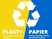 Separovaný zber - plasty, TetraPaky, plechovky, konzervy a papier v modrých vreciach