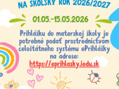 Oznam ZŠ s MŠ: Zápis detí do materskej školy na školský rok 2026/2027